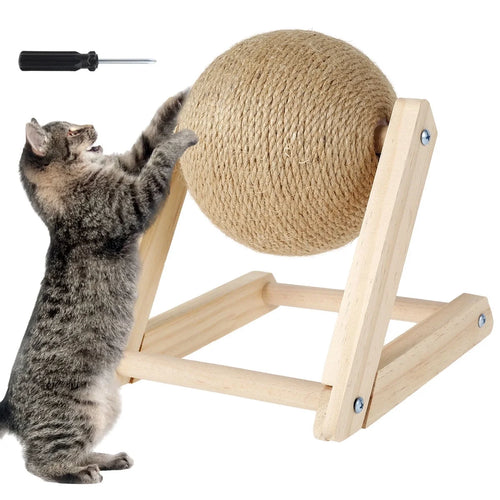 Engaging Cat Scratching Ball - Natural Sisal Cat Scratcher Toy with Catnip for Indoor Kittens and Cats