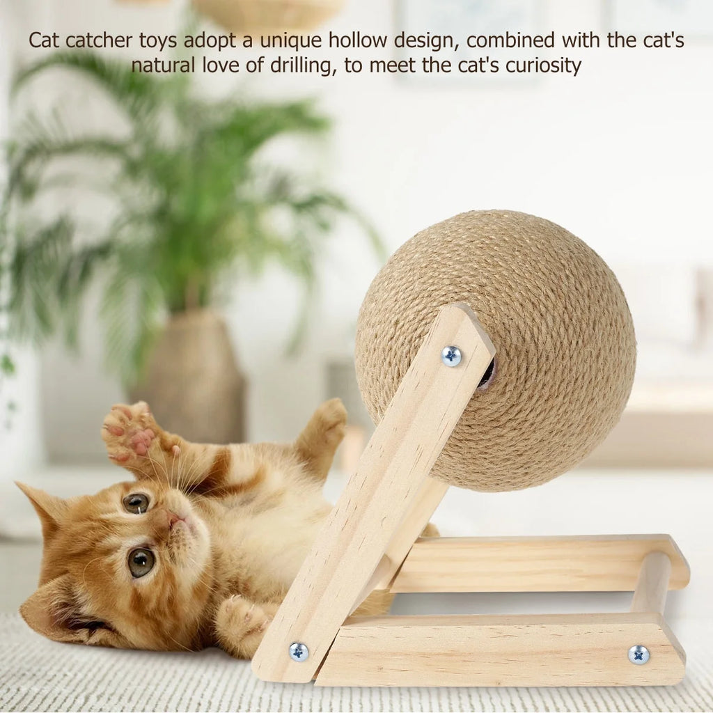 Engaging Cat Scratching Ball - Natural Sisal Cat Scratcher Toy with Catnip for Indoor Kittens and Cats