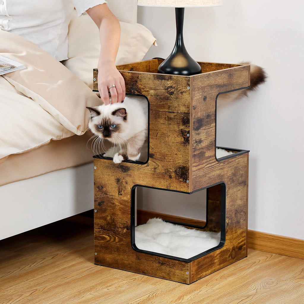 Stylish 23" Cat Tree Tower with Plush Bed & Free Toy - Perfect Indoor Condo for Small Cats in Brown