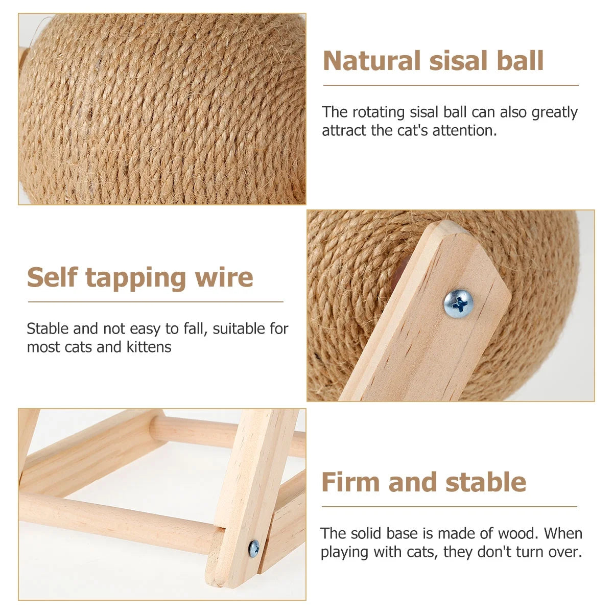 Engaging Cat Scratching Ball - Natural Sisal Cat Scratcher Toy with Catnip for Indoor Kittens and Cats