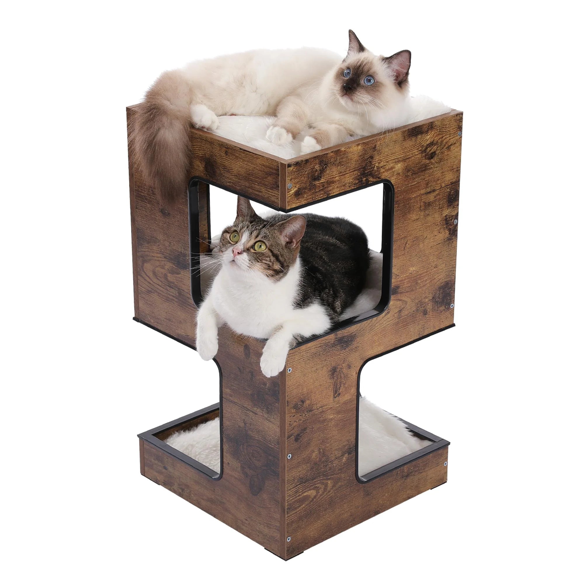 Stylish 23" Cat Tree Tower with Plush Bed & Free Toy - Perfect Indoor Condo for Small Cats in Brown