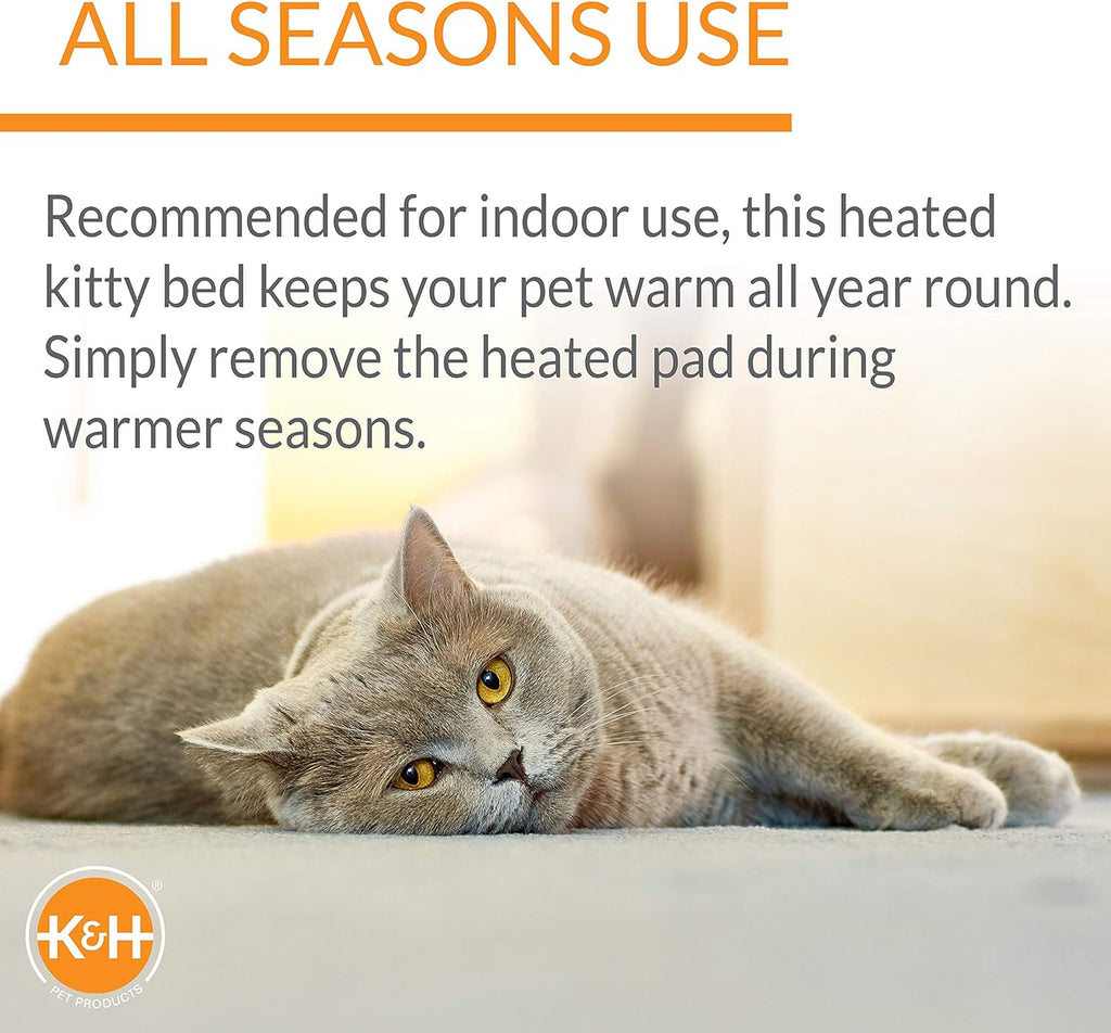 Thermo-Kitty Splash Orthopedic Heated Cat Bed - Waterproof 18" Round Pet Heater for Indoor Cats and Small Dogs