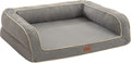 Deluxe Orthopedic Dog Sofa Bed - Comfortable Egg Foam Mattress & Washable Linen Cover for All Dog Sizes (Grey, Small)