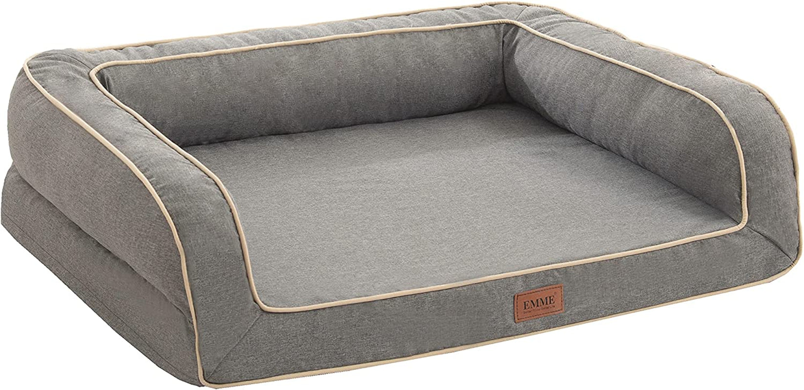 Deluxe Orthopedic Dog Sofa Bed - Comfortable Egg Foam Mattress & Washable Linen Cover for All Dog Sizes (Grey, Small)