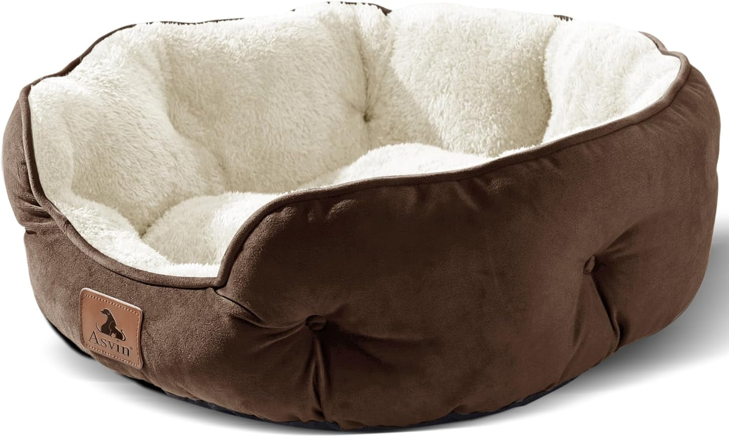 Cozy 20-Inch Small Dog & Cat Bed - Ultra Soft, Machine Washable, Anti-Slip, Water-Resistant Design in Brown