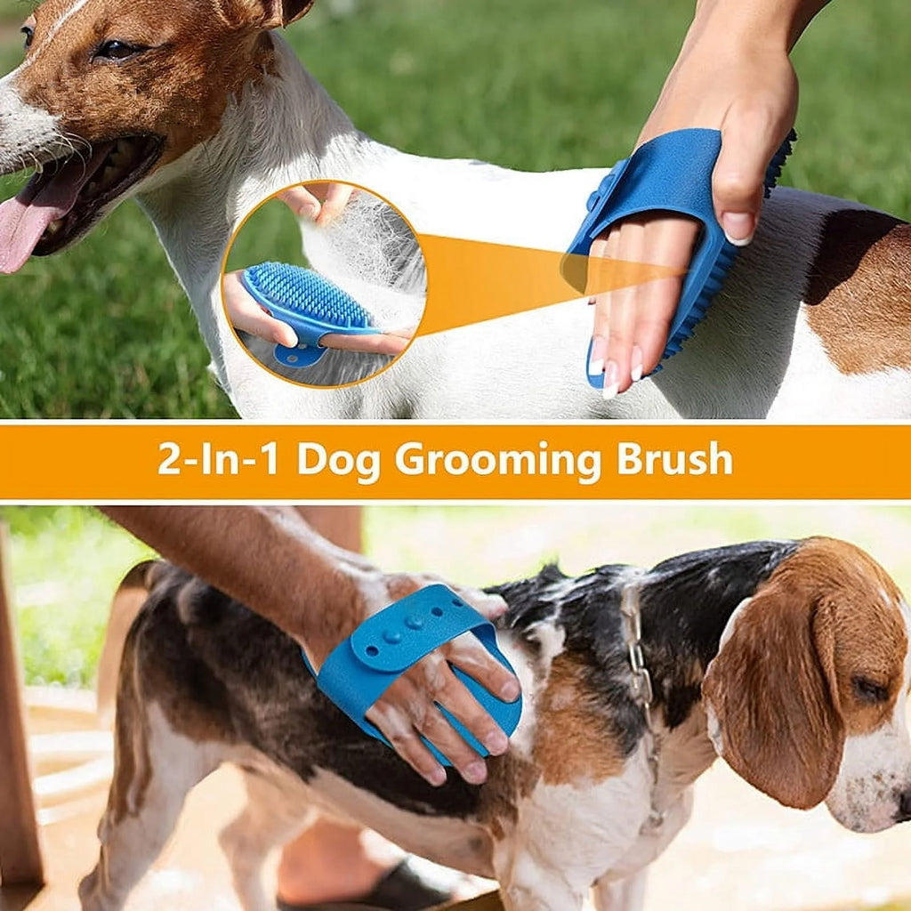 Pamper Your Pets with the 3-Pack Adjustable Soft Silicone Bath Brush Set for Dogs and Cats - Perfect for Grooming and Relaxation in Blue, Green, and Yellow