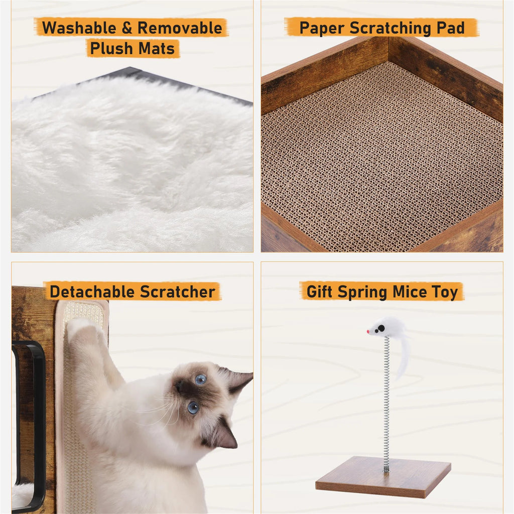 Stylish 23" Cat Tree Tower with Plush Bed & Free Toy - Perfect Indoor Condo for Small Cats in Brown