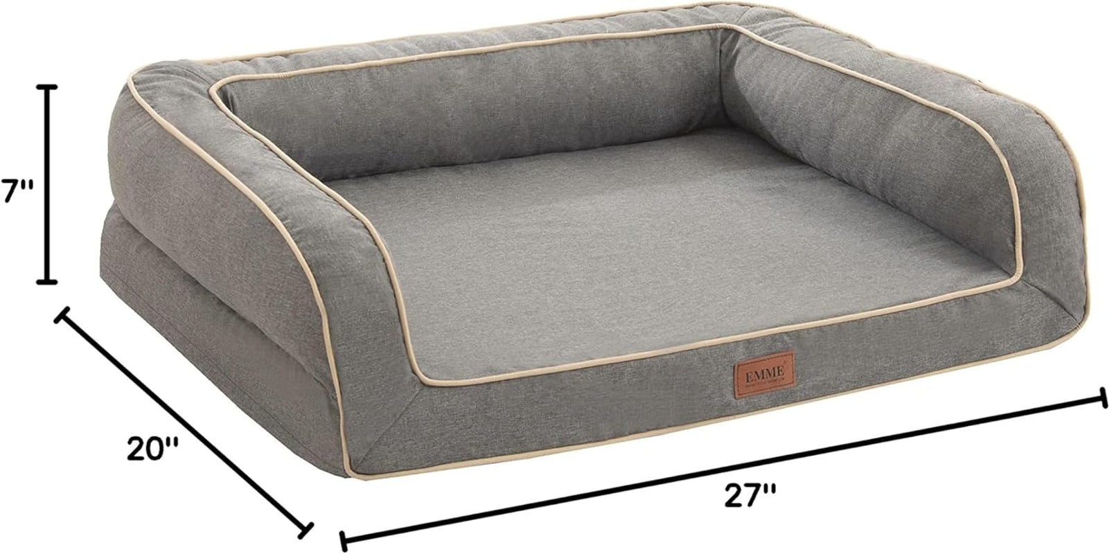 Deluxe Orthopedic Dog Sofa Bed - Comfortable Egg Foam Mattress & Washable Linen Cover for All Dog Sizes (Grey, Small)