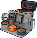 Ultimate Dog Travel Bag: Weekend Pet Travel Set for Dogs and Cats - Airline Approved Tote with Multi-Function Pockets, Food Storage Containers, Collapsible Bowls, and Feeding Mat in Stylish Grey