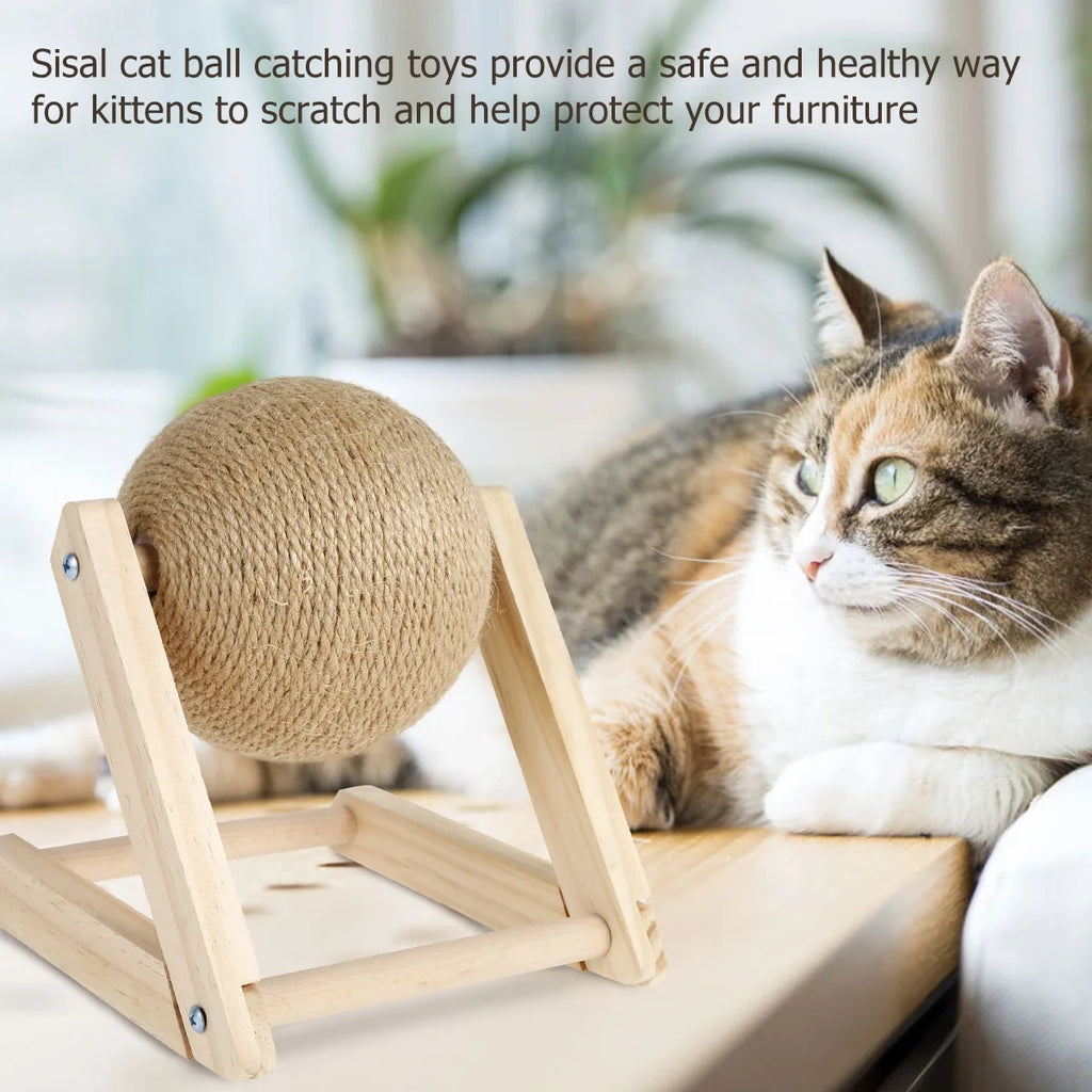 Engaging Cat Scratching Ball - Natural Sisal Cat Scratcher Toy with Catnip for Indoor Kittens and Cats