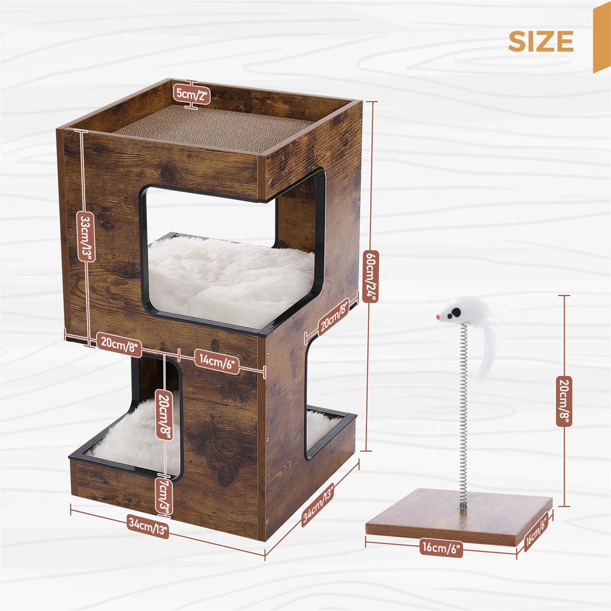 Stylish 23" Cat Tree Tower with Plush Bed & Free Toy - Perfect Indoor Condo for Small Cats in Brown