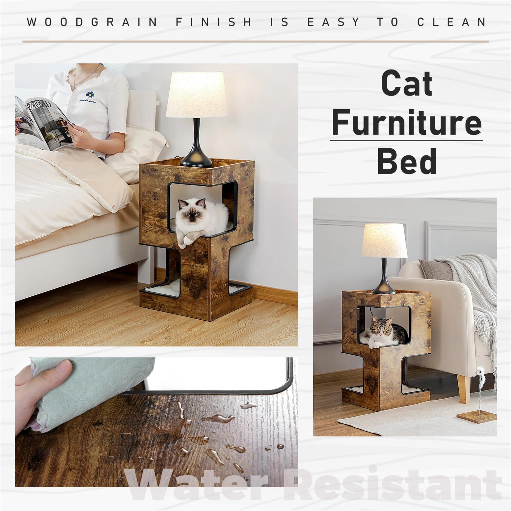 Stylish 23" Cat Tree Tower with Plush Bed & Free Toy - Perfect Indoor Condo for Small Cats in Brown