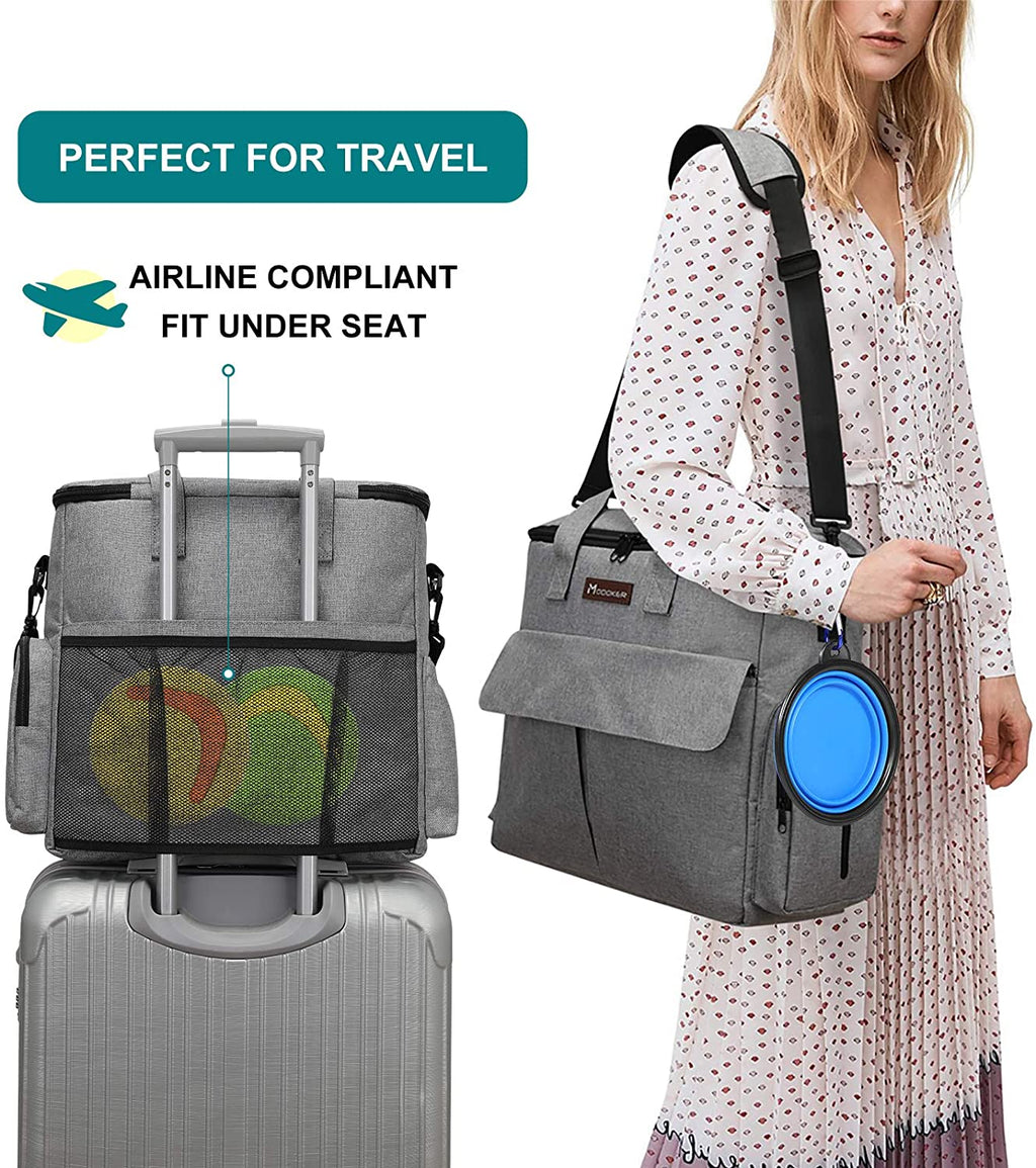 Ultimate Dog Travel Bag: Weekend Pet Travel Set for Dogs and Cats - Airline Approved Tote with Multi-Function Pockets, Food Storage Containers, Collapsible Bowls, and Feeding Mat in Stylish Grey