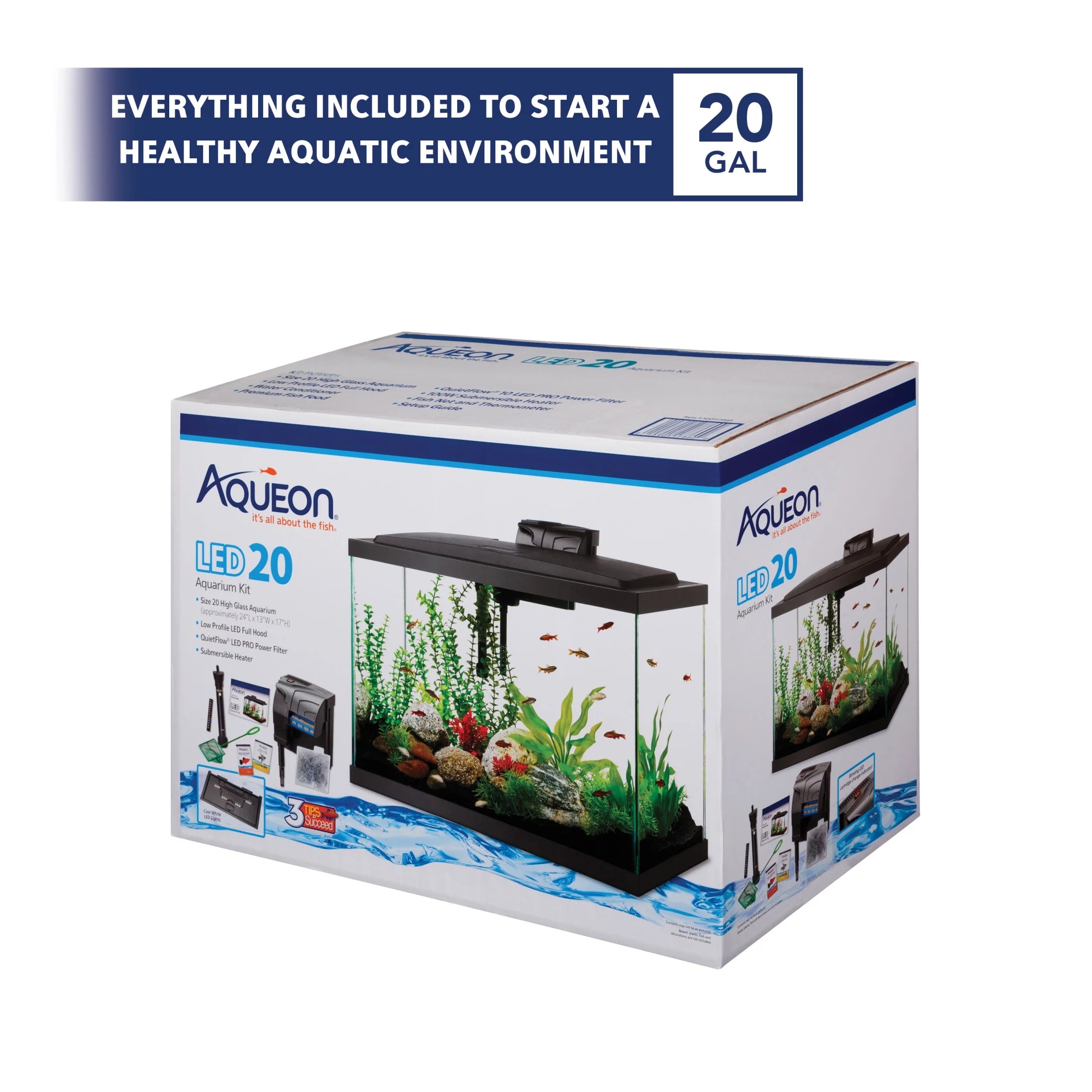 Aquarium Fish Tank Starter Kit with LED Lighting - Perfect 20 Gallon Setup for Beginners and Enthusiasts