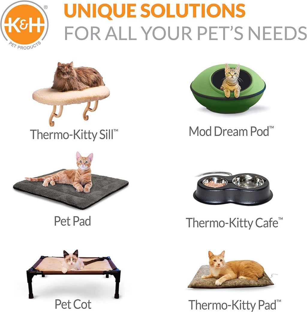 Thermo-Kitty Splash Orthopedic Heated Cat Bed - Waterproof 18" Round Pet Heater for Indoor Cats and Small Dogs
