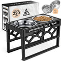 Adjustable Elevated Dog Bowls for Medium to Large Dogs - Raised Feeder with 2 Stainless Steel Bowls and Anti-Slip Base